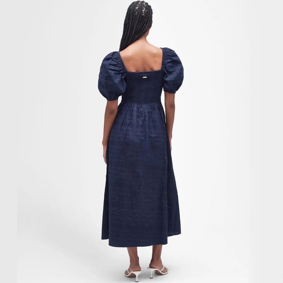 NWT Barbour Plaid Navy Macy Midi Dress Sz 6 US / 10 UK - Picture 3 of 6